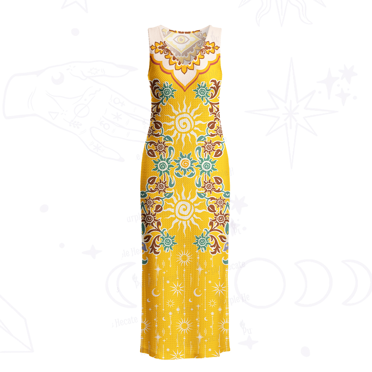 Purplehecate Solar Whispers Witch Crochet Knit Maxi Dress