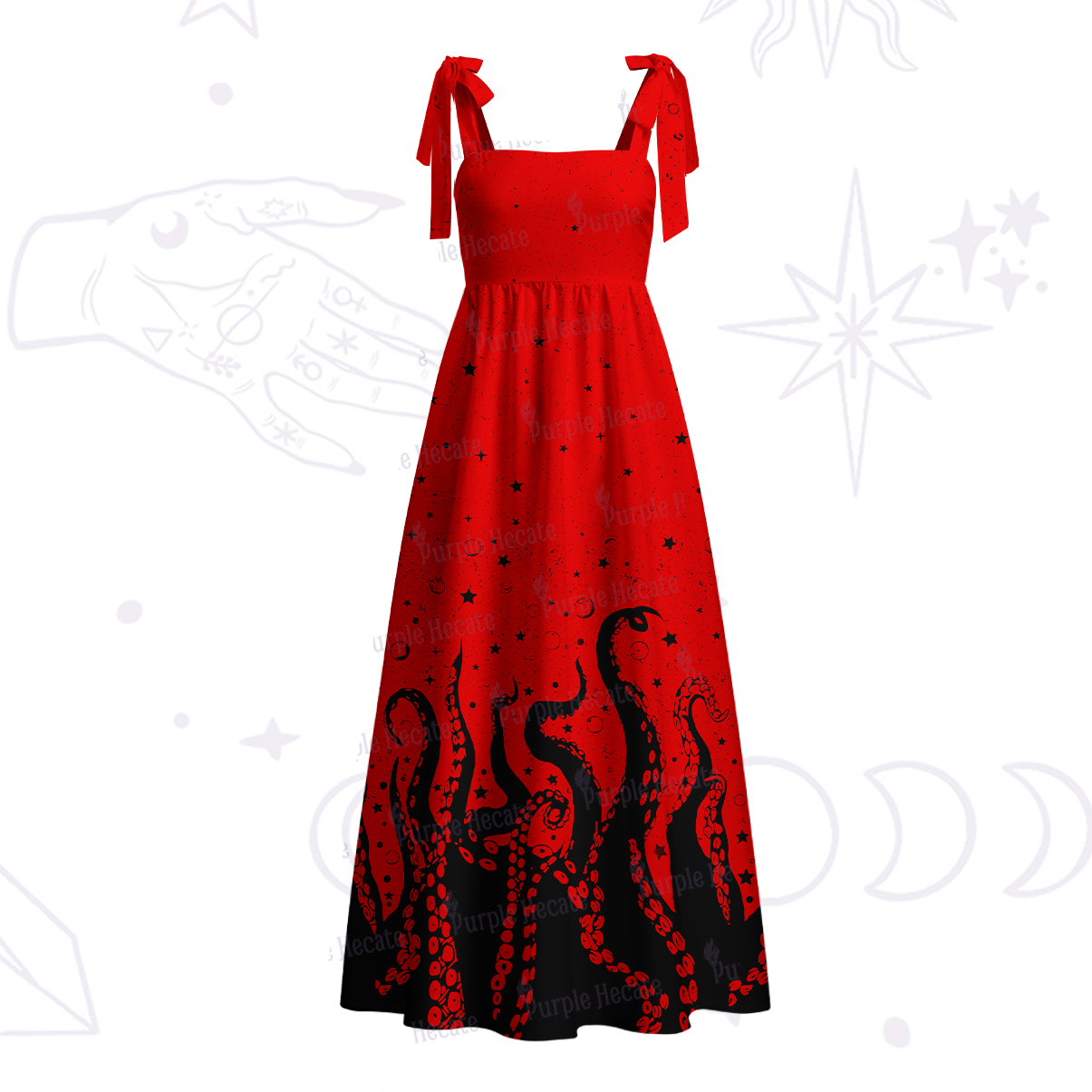 Purplehecate Tentacles of the Deep Tie Shoulder Maxi Dress