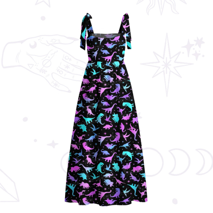 Purplehecate Neon Dino Dream Tie Shoulder Maxi Dress