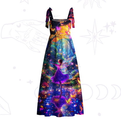 Purplehecate Enchanted Fairy Forest Tie Shoulder Maxi Dress