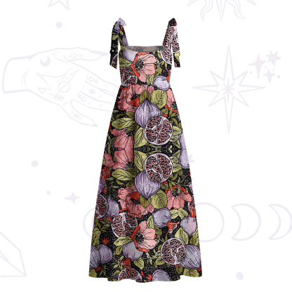 Purplehecate Persephone's Pomegranate Tie Shoulder Maxi Dress