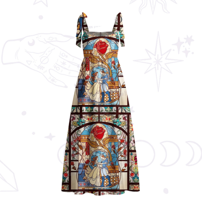 Purplehecate Stained Glass Rose Romance Tie Shoulder Maxi Dress