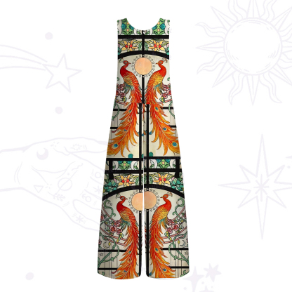Purplehecate Mystic Peacock Stained Glass Wide Leg Jumpsuit