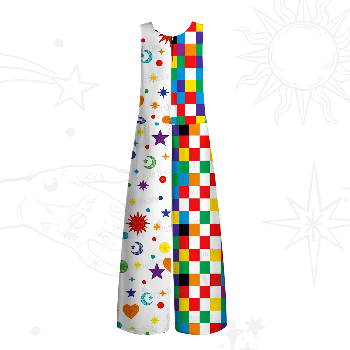 Purplehecate Celestial Rainbow Blocks Wide Leg Jumpsuit
