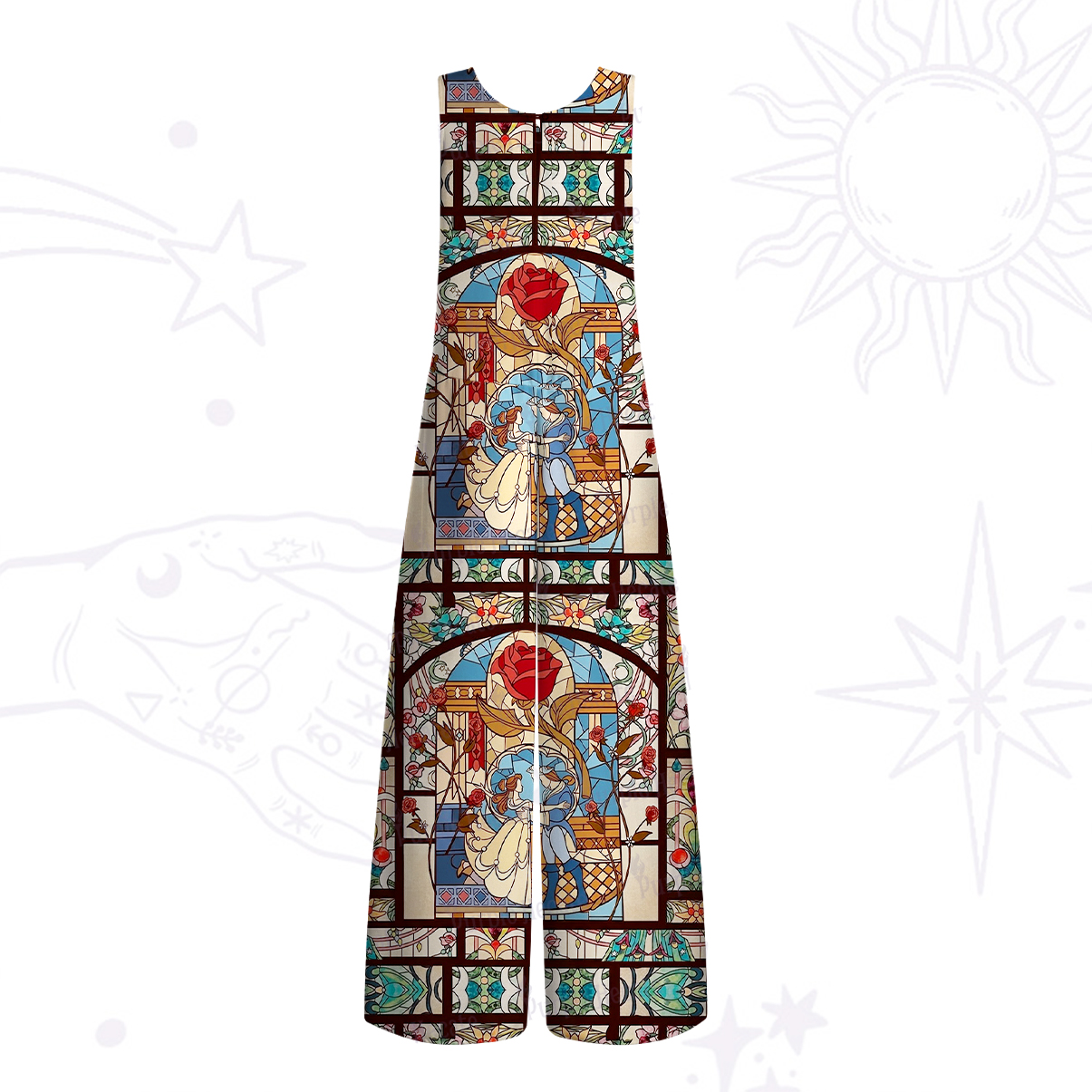 Purplehecate Stained Glass Rose Romance Wide Leg Jumpsuit