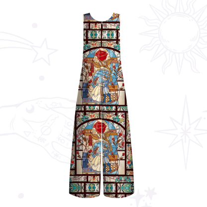 Purplehecate Stained Glass Rose Romance Wide Leg Jumpsuit