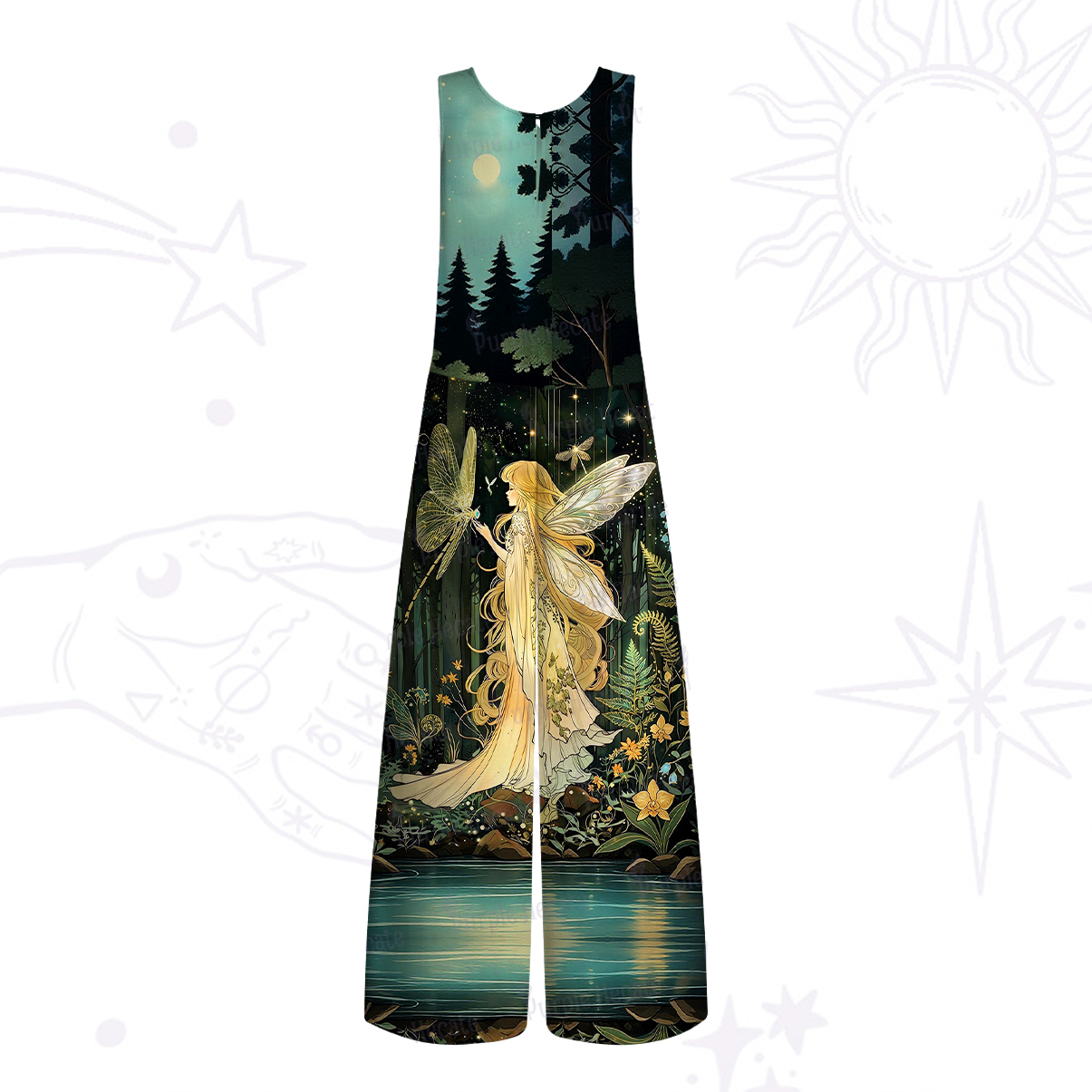 Purplehecate Fairy of the Magic Woods  Wide Leg Jumpsuit