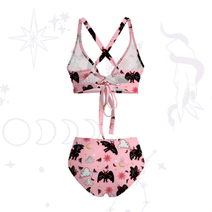 Purplehecate Cryptid Mothman Crisscross Tie-Back Bikini Set