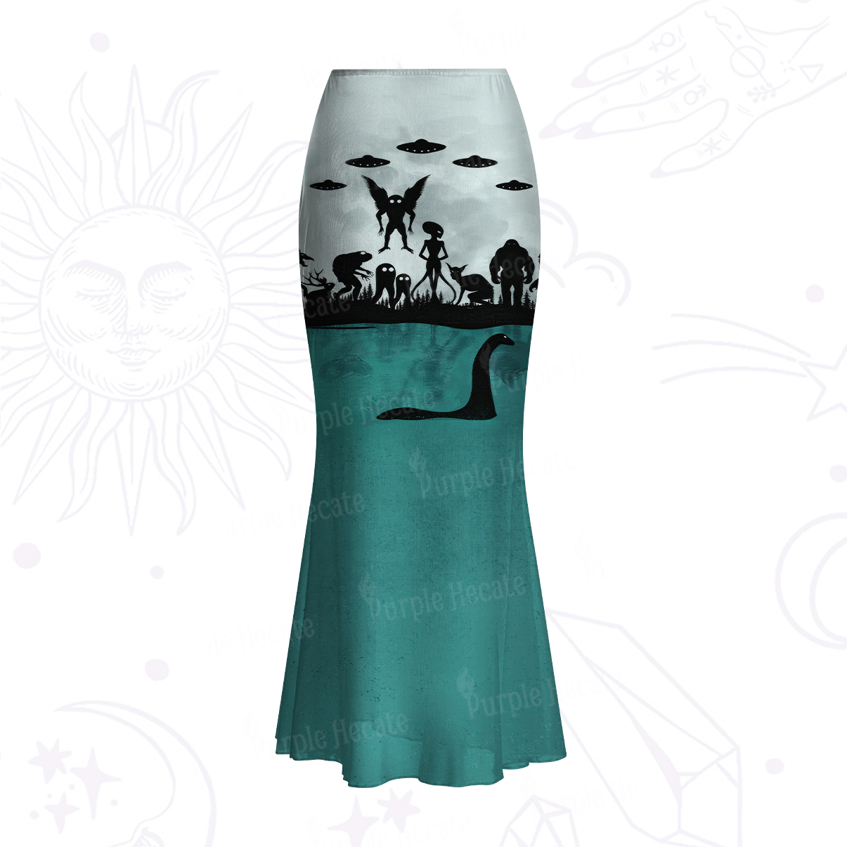Purplehecate Alien Lake Monster Encounter Mesh Mermaid Hem Skirt