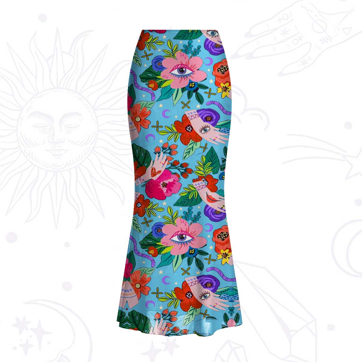 Purplehecate Eye of the Blossom Mesh Mermaid Hem Skirt