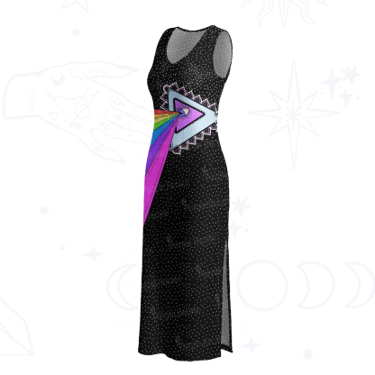 Purplehecate Prism of Rainbow Crochet Knit Maxi Dress