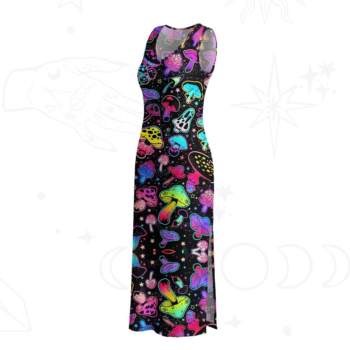 Purplehecate Psychedelic Mushroom Rave Crochet Knit Maxi Dress