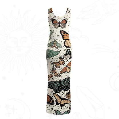 Purplehecate Mystic Vintage Butterfly Mesh Maxi Tank Beach Dress