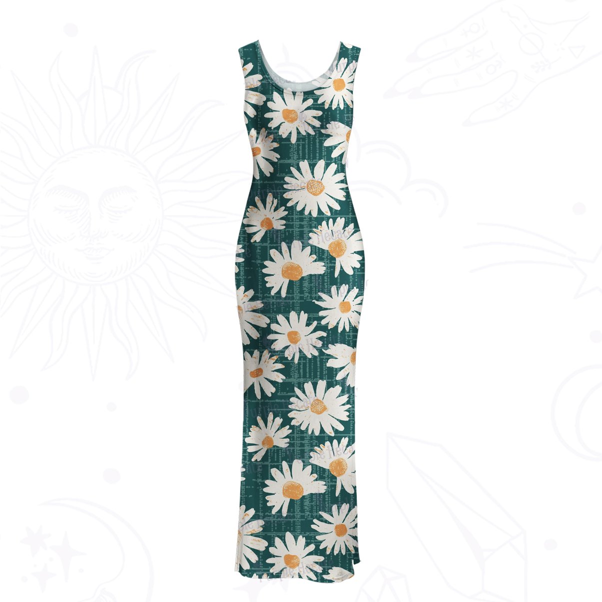 Purplehecate Daisy Daydream Mesh Maxi Tank Beach Dress