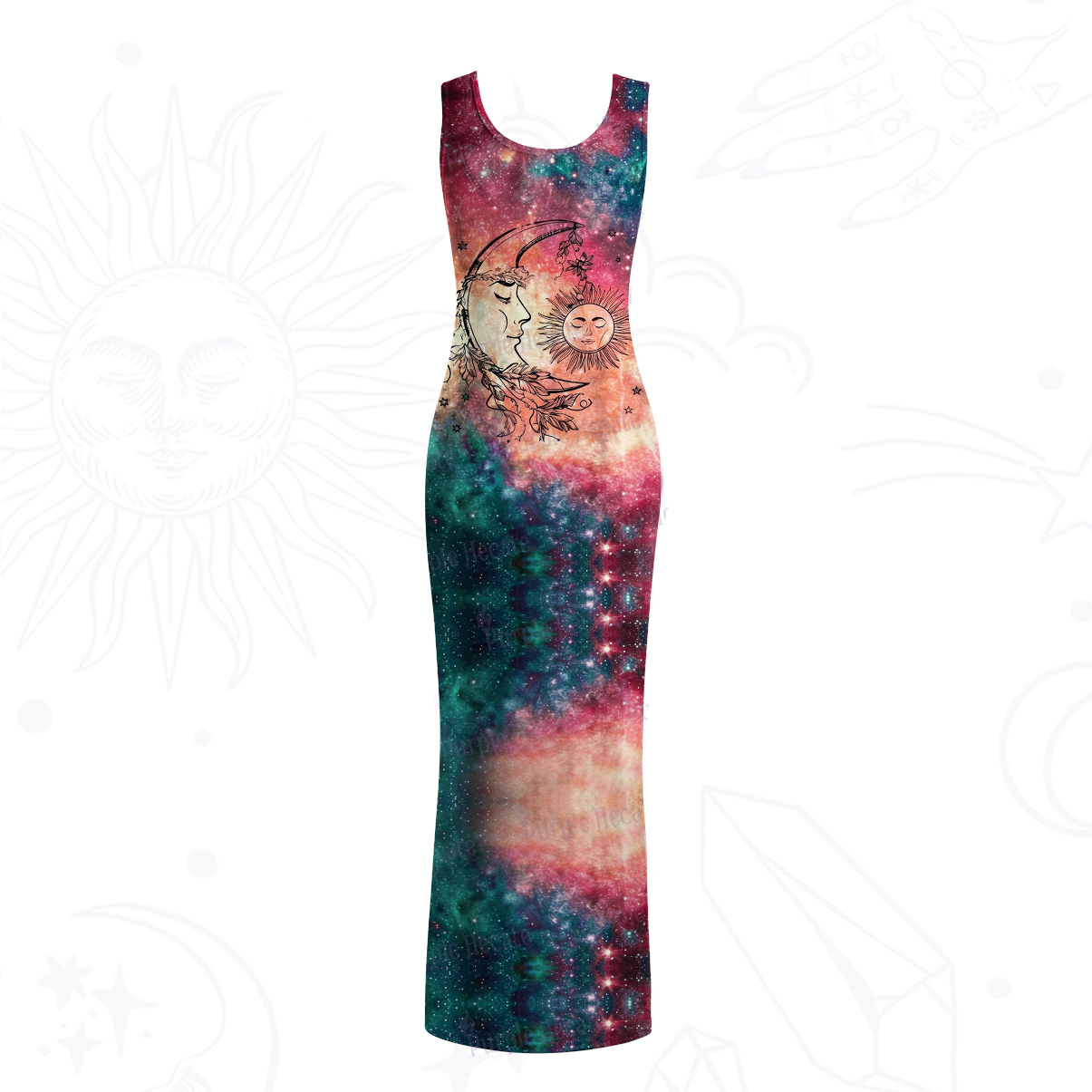 Purplehecate Sun Moon Dreams Mesh Maxi Tank Beach Dress
