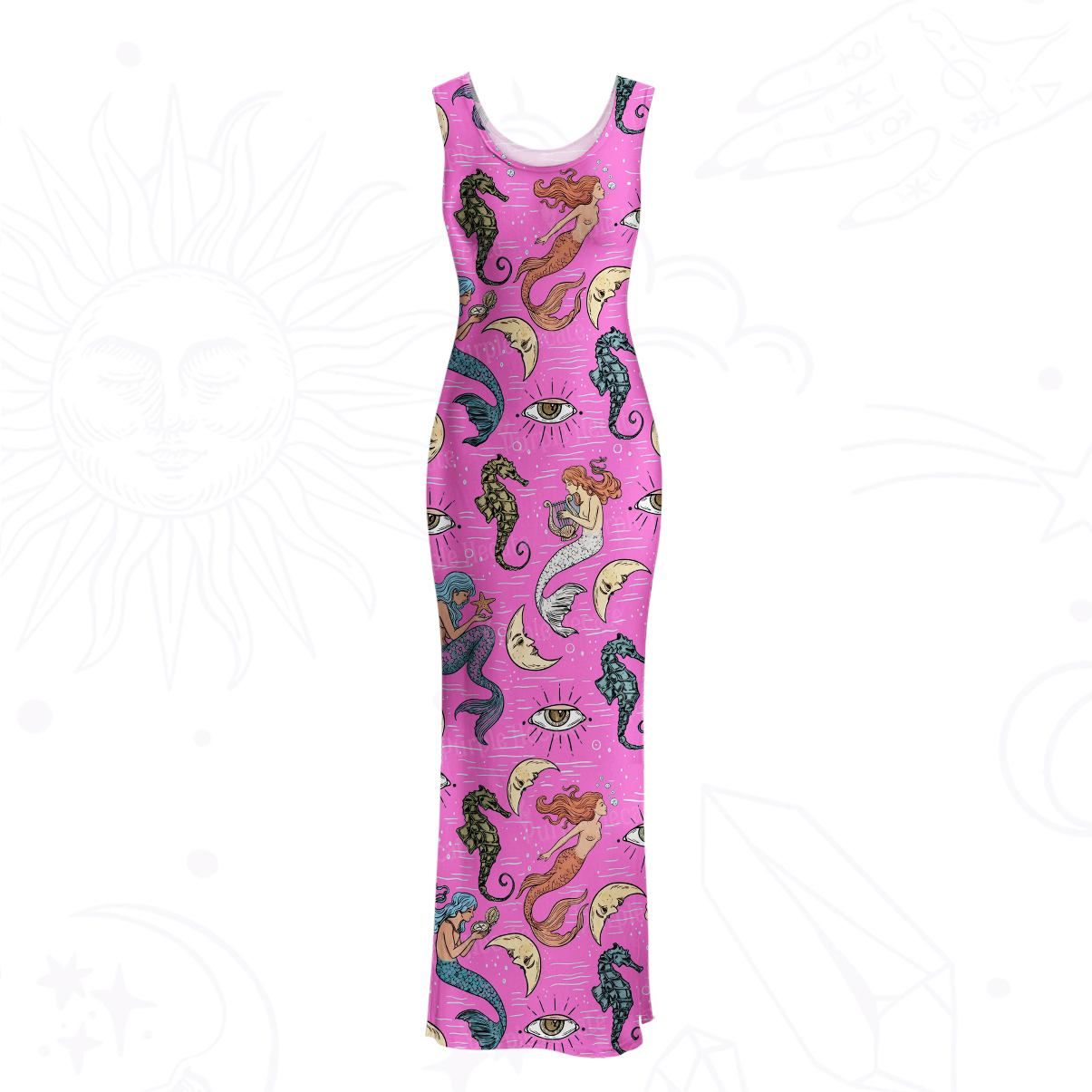 Purplehecate Mermaid Magic Mesh Maxi Tank Beach Dress