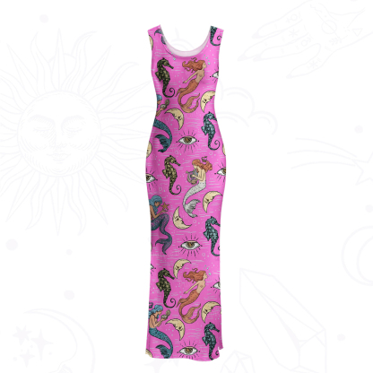 Purplehecate Mermaid Magic Mesh Maxi Tank Beach Dress