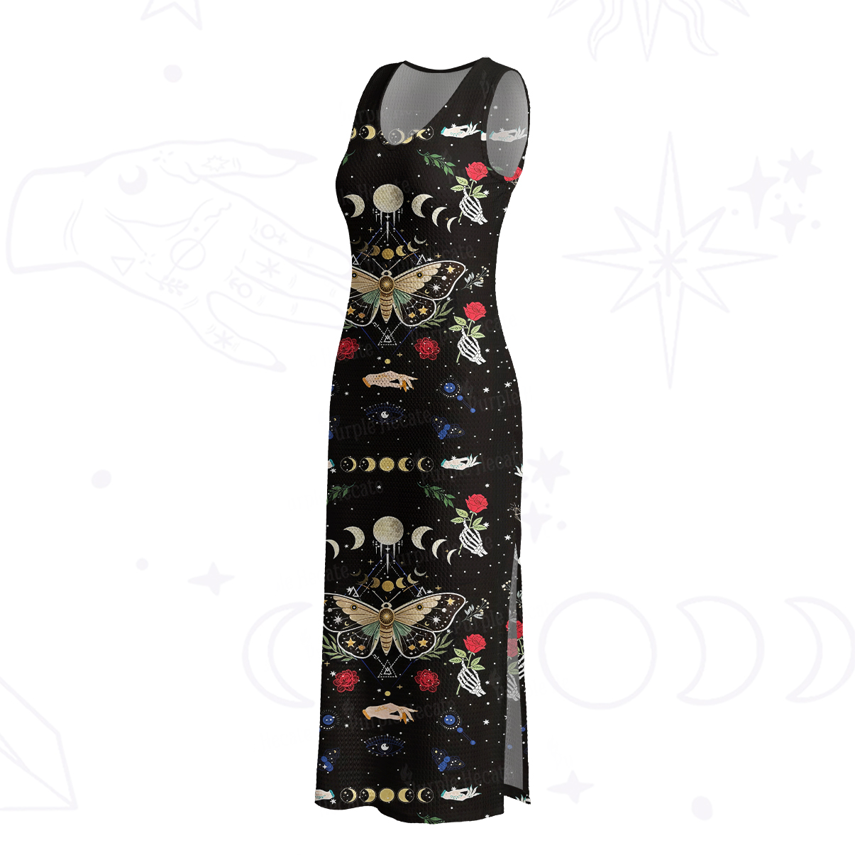 Purplehecate Moonlight Metamorphosis Crochet Knit Maxi Dress