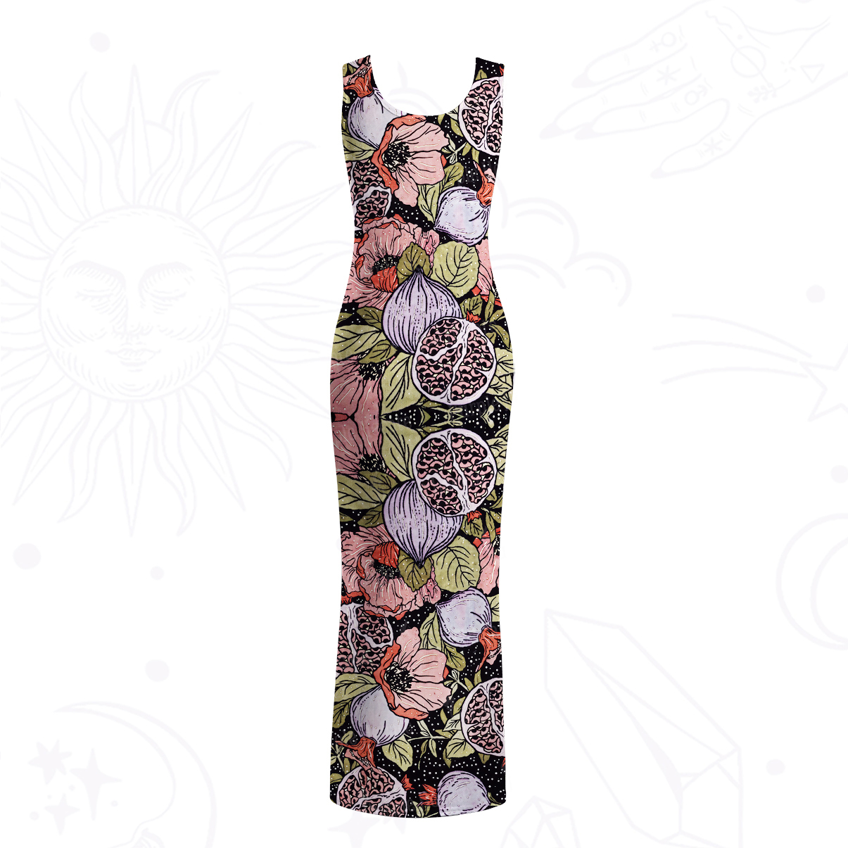 Purplehecate Persephone's Pomegranate Mesh Maxi Tank Beach Dress