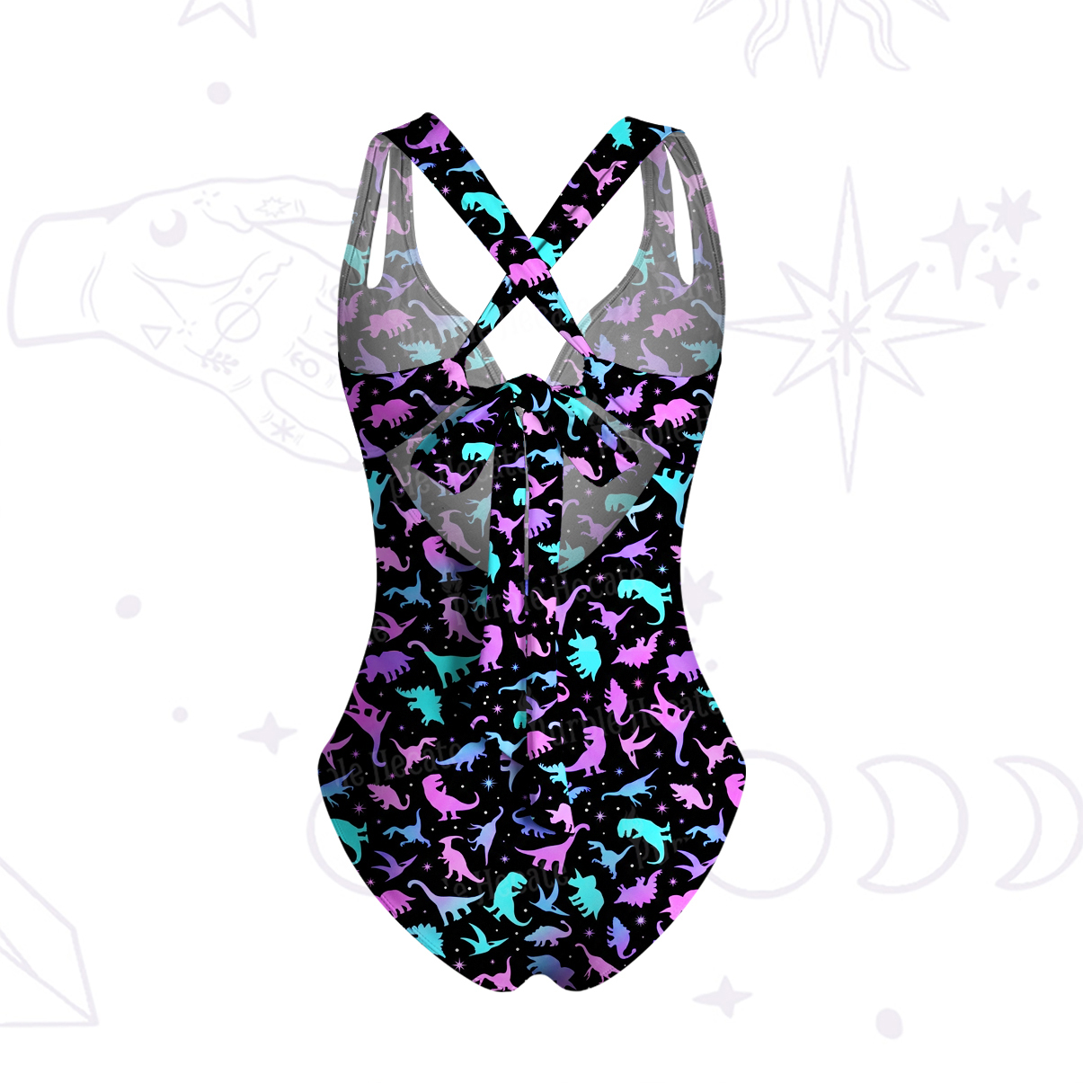 Purplehecate Neon Dino Dream One-Piece Swimsuit