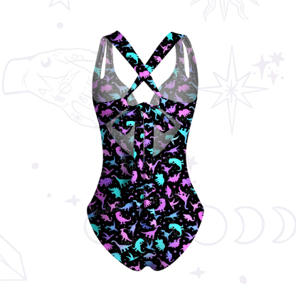 Purplehecate Neon Dino Dream One-Piece Swimsuit