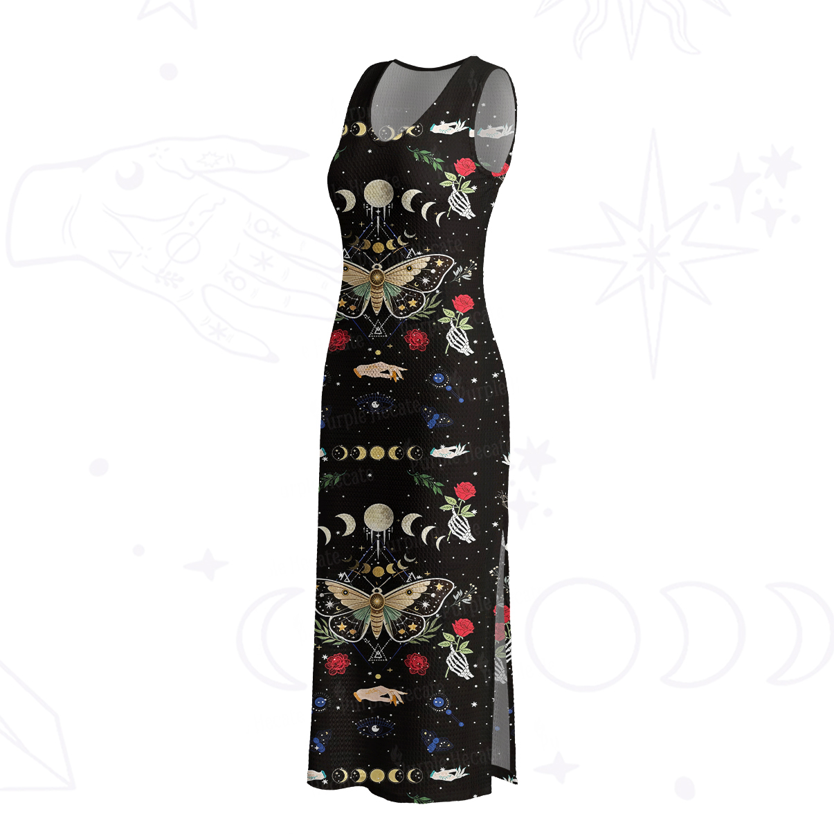 Purplehecate Moonlight Metamorphosis Crochet Knit Maxi Dress