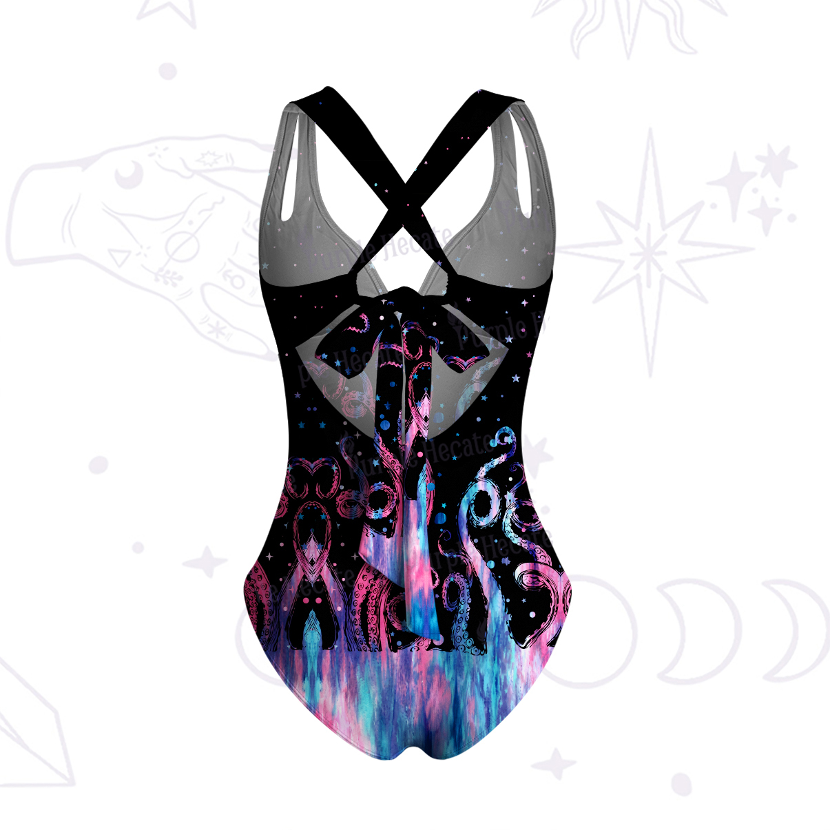 Purplehecate Ombre Octopus Glitter Tentacles One-Piece Swimsuit