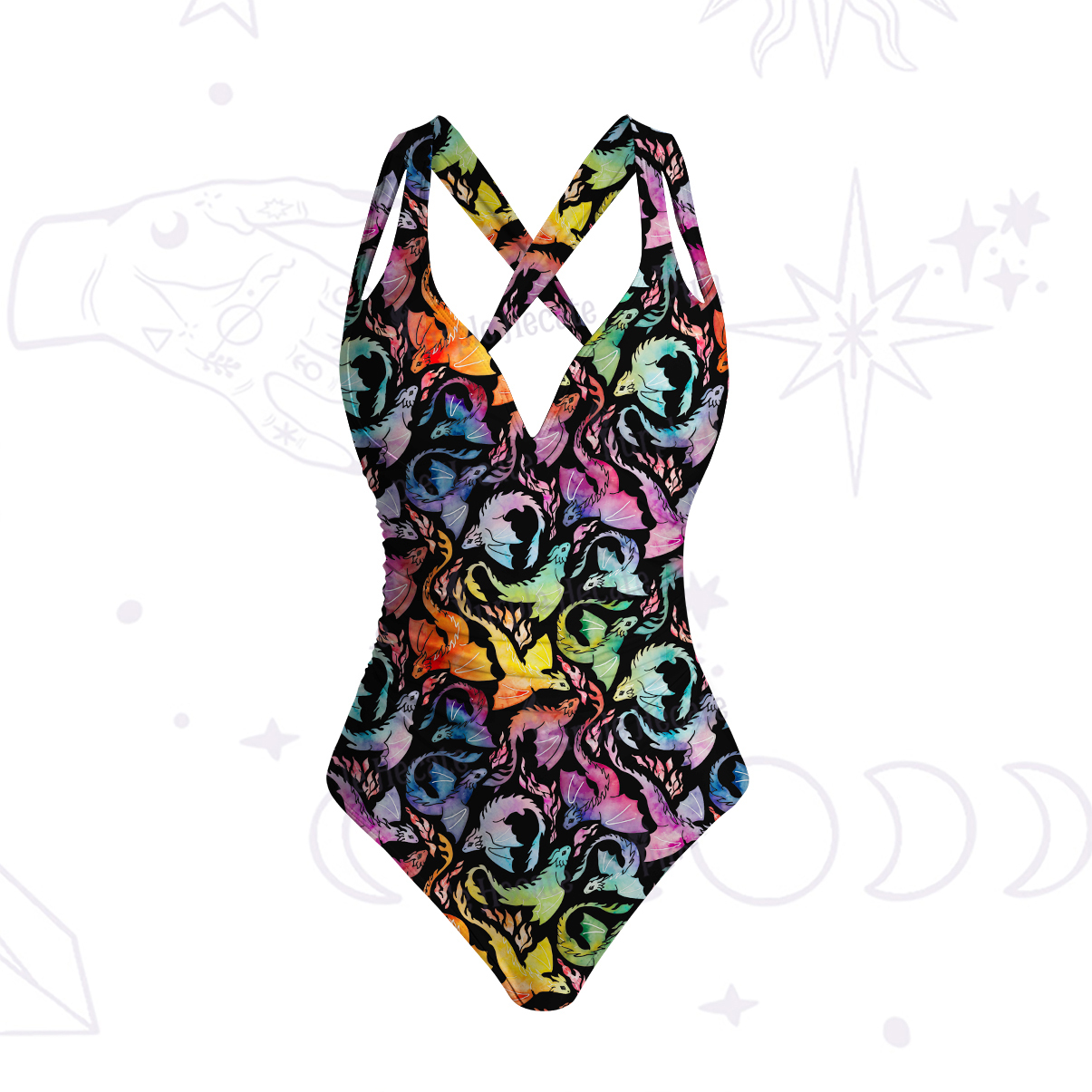 Purplehecate Rainbow Dragon Fire One-Piece Swimsuit