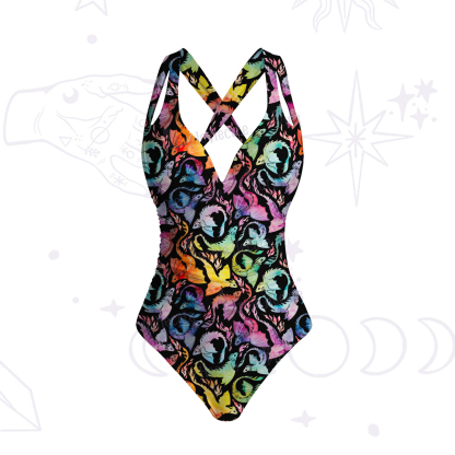 Purplehecate Rainbow Dragon Fire One-Piece Swimsuit