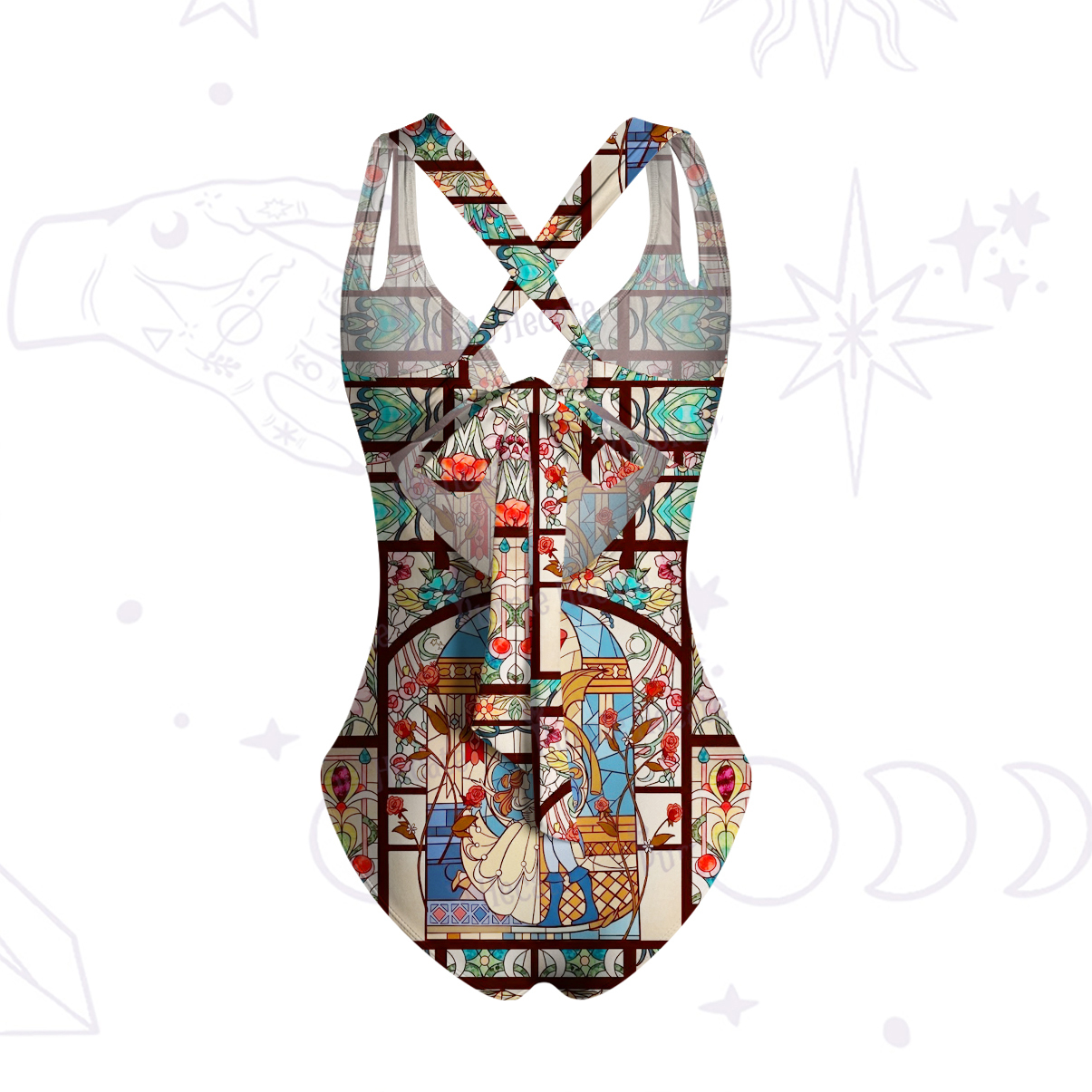 Purplehecate Stained Glass Rose Romance One-Piece Swimsuit