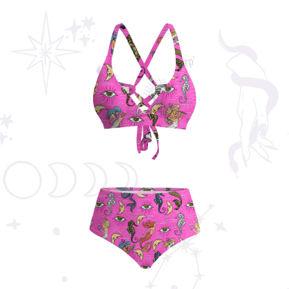 Purplehecate Mermaid Magic Crisscross Tie-Back Bikini Set