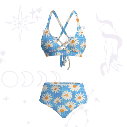Purplehecate Daisy Daydream Crisscross Tie-Back Bikini Set