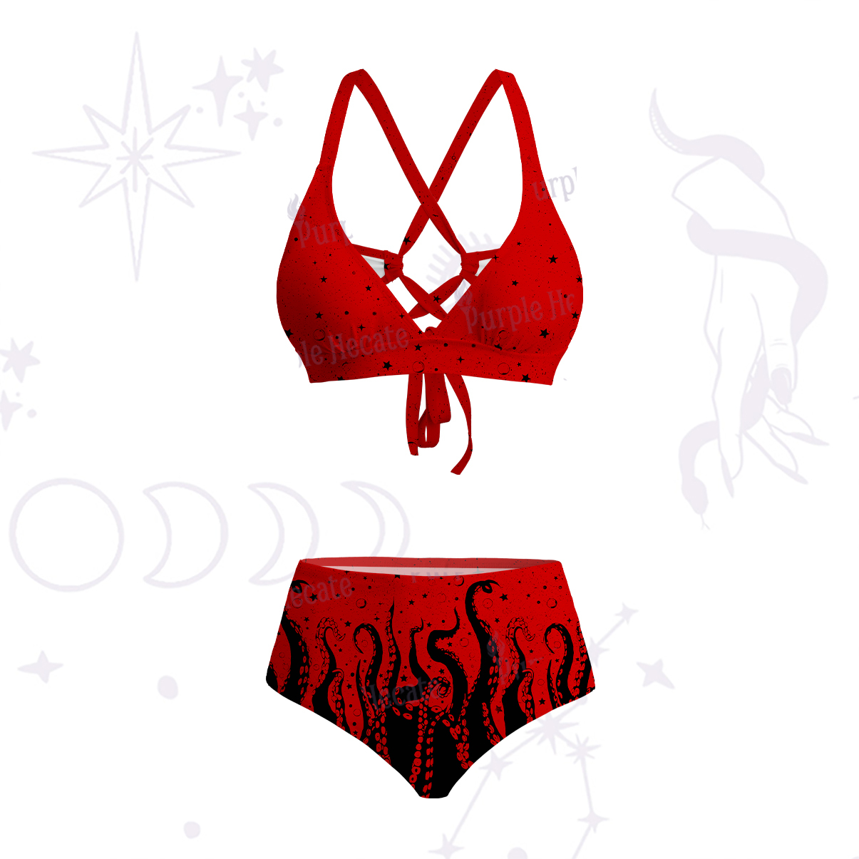 Purplehecate Tentacles of the Deep Crisscross Tie-Back Bikini Set