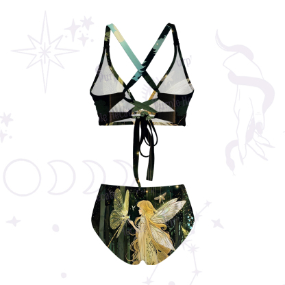 Purplehecate Fairy of the Magic Woods Crisscross Tie-Back Bikini Set