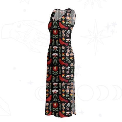 Purplehecate Mystic Forest Bird Crochet Knit Maxi Dress