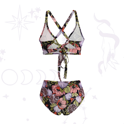 Purplehecate Persephone's Pomegranate Crisscross Tie-Back Bikini Set