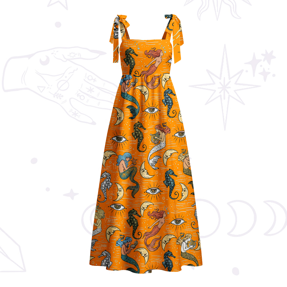 Purplehecate Mermaid Magic Tie Shoulder Maxi Dress