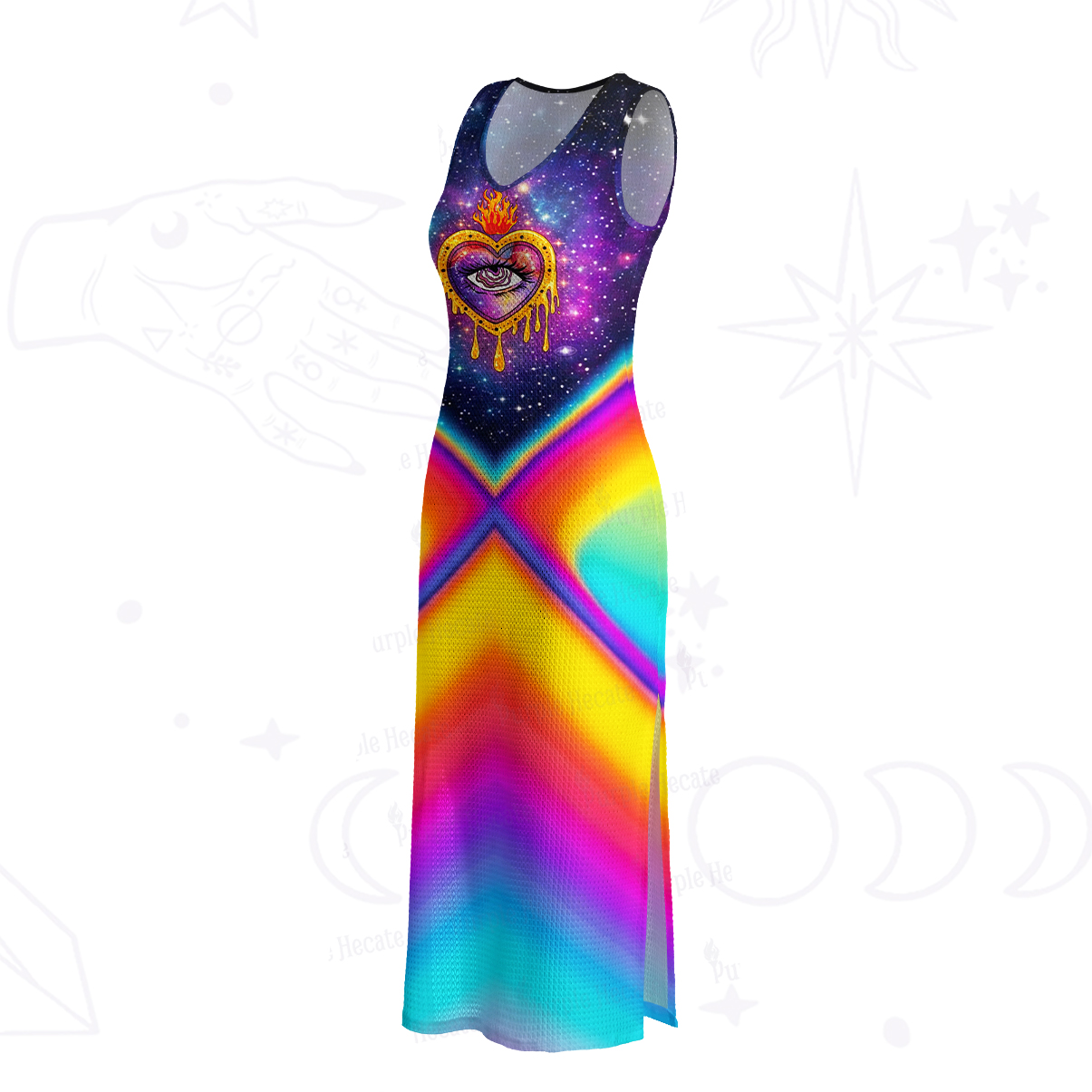 Purplehecate Sacred Flame of Love Crochet Knit Maxi Dress