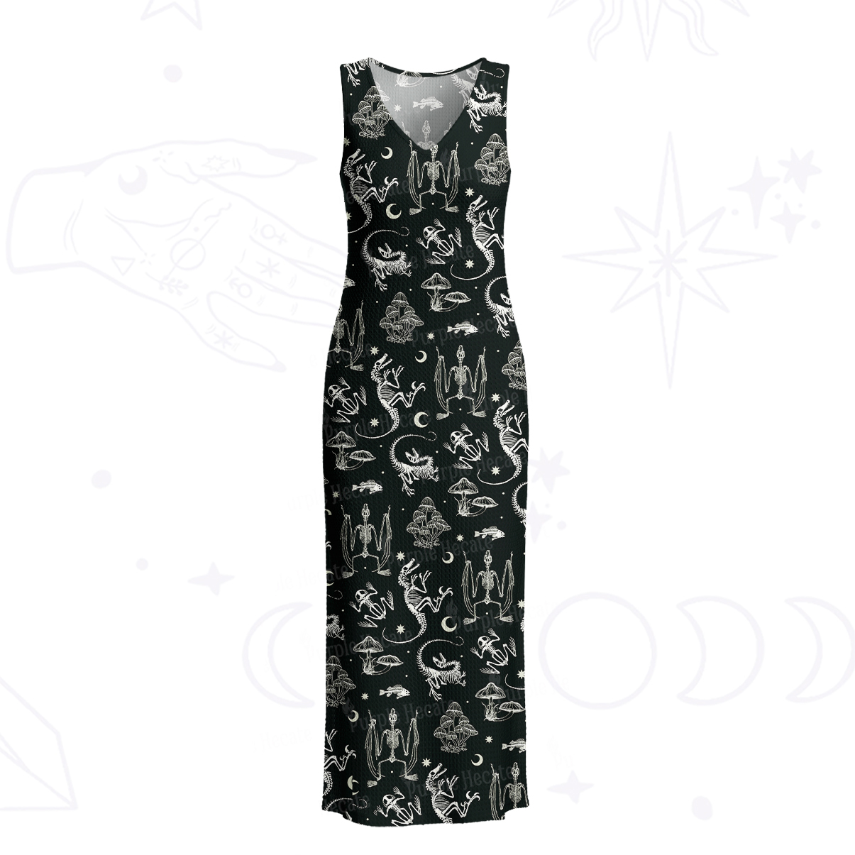 Purplehecate Prehistoric Fantasy Crochet Knit Maxi Dress