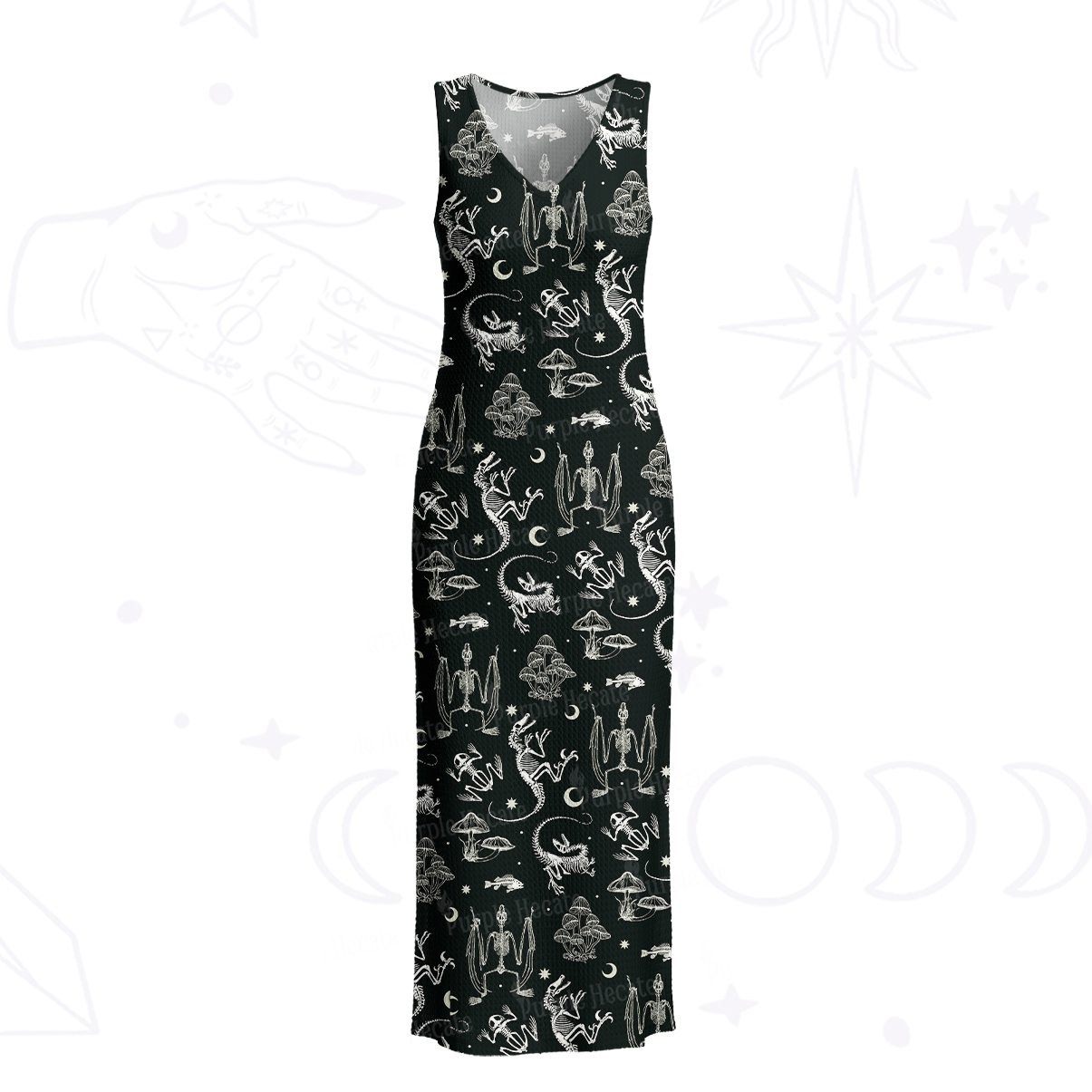 Purplehecate Prehistoric Fantasy Crochet Knit Maxi Dress