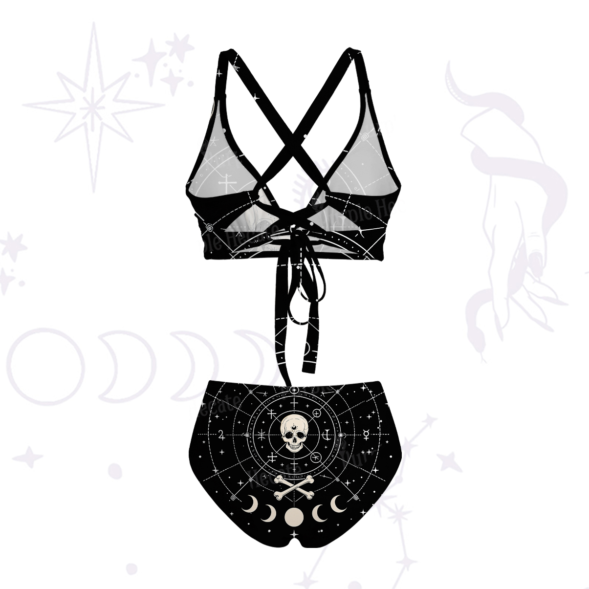 Purplehecate Coven of the Skull Moon Crisscross Tie-Back Bikini Set