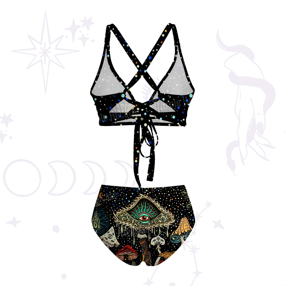Purplehecate The Eyes of Nature Crisscross Tie-Back Bikini Set