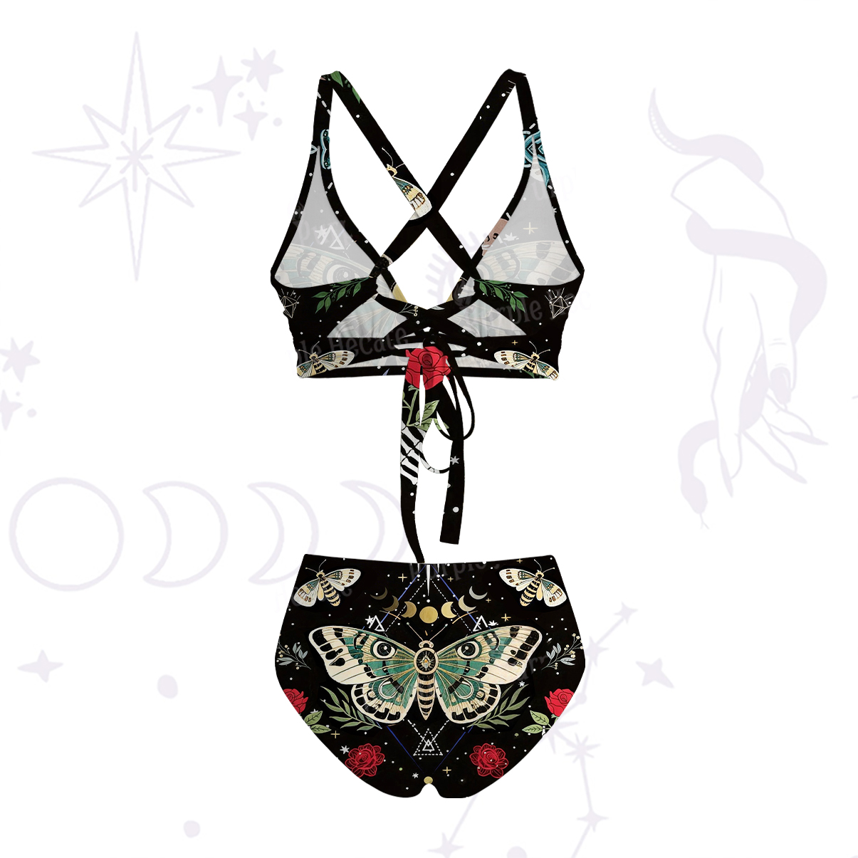 Purplehecate Moonlight Metamorphosis Crisscross Tie-Back Bikini Set