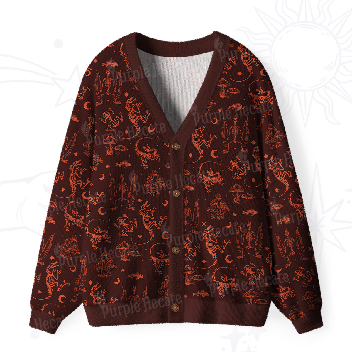 Purplehecate Prehistoric Fantasy Ugly Cardigan Sweaters