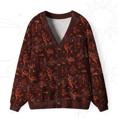 Purplehecate Prehistoric Fantasy Ugly Cardigan Sweaters