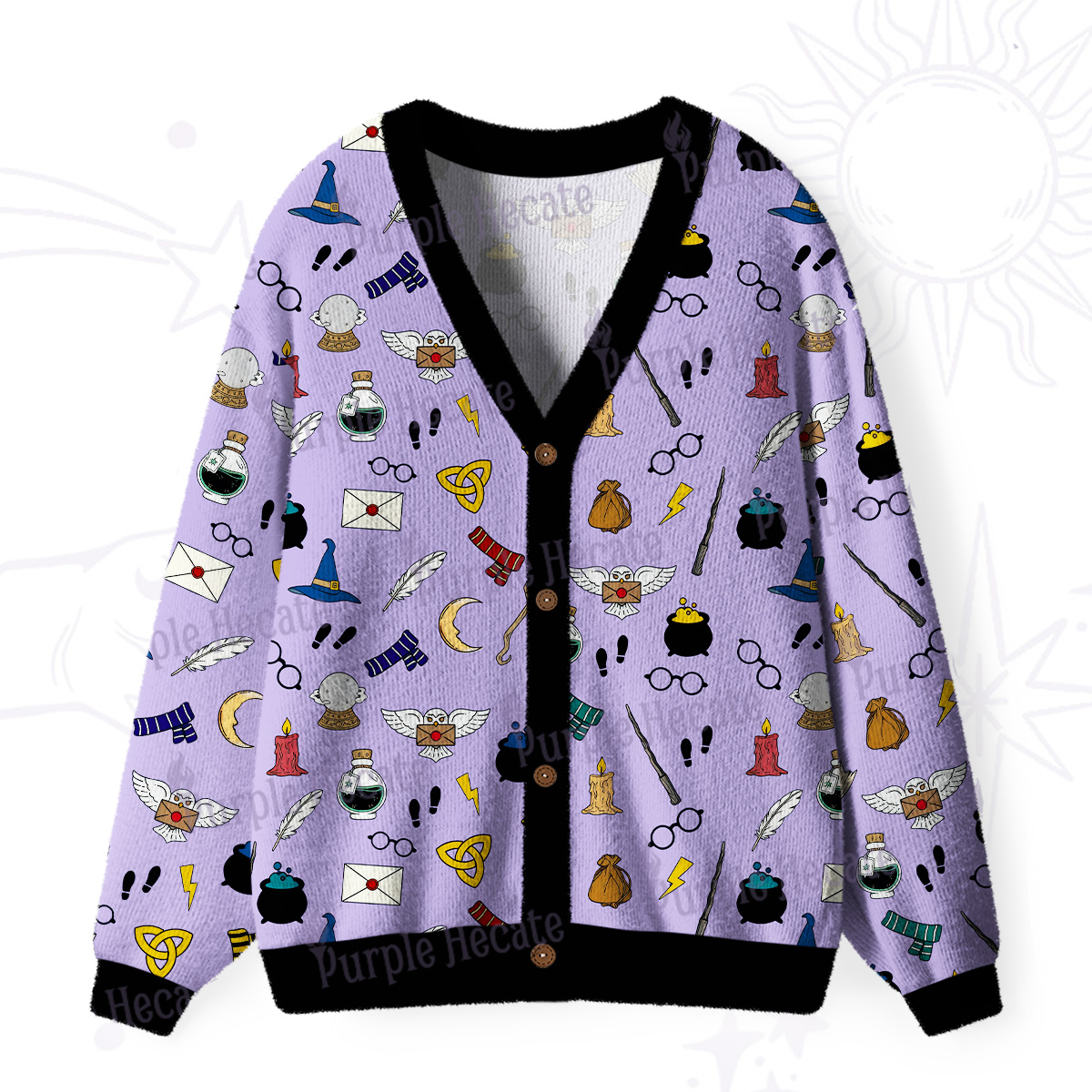Purplehecate Wizard School Magic Ugly Cardigan Sweaters