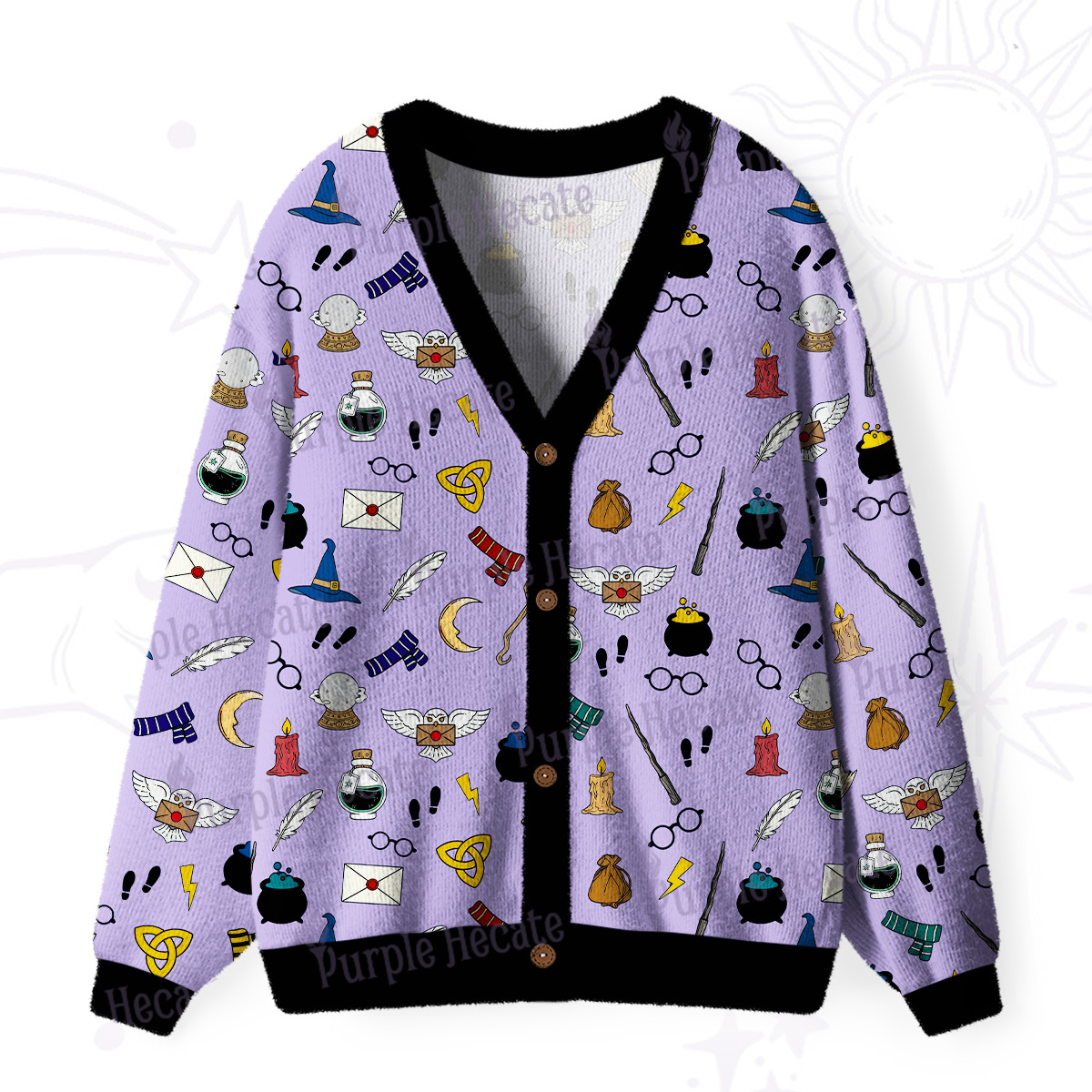 Purplehecate Wizard School Magic Ugly Cardigan Sweaters