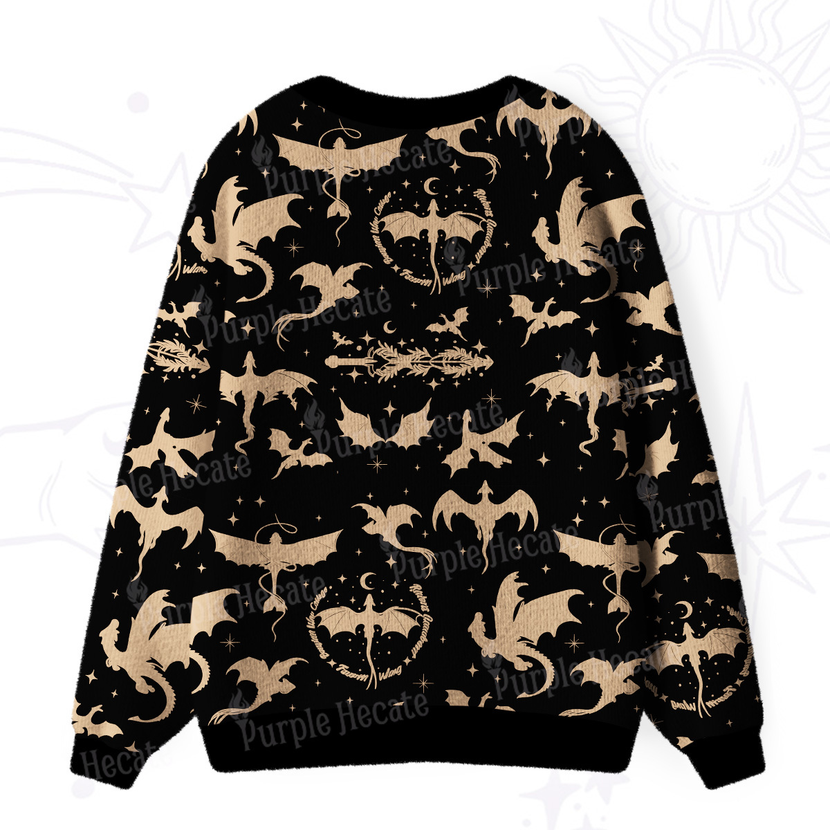Purplehecate Fantasy Dragon Allover Ugly Cardigan Sweaters