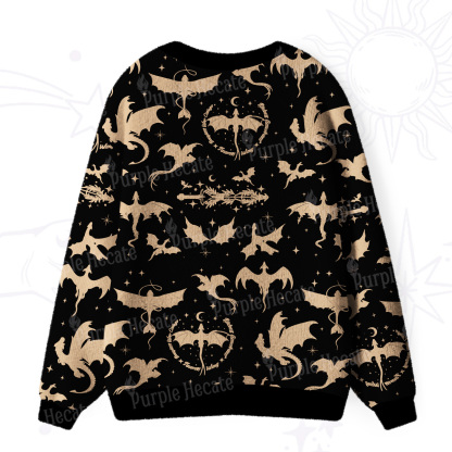 Purplehecate Fantasy Dragon Allover Ugly Cardigan Sweaters