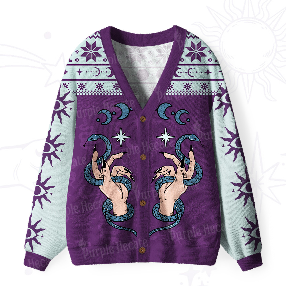 Purplehecate Stay Weird Stay Serpent Ugly Cardigan Sweaters